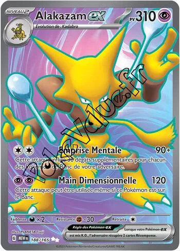 Carte Pokémon Alakazam ex n°188 de la série 151