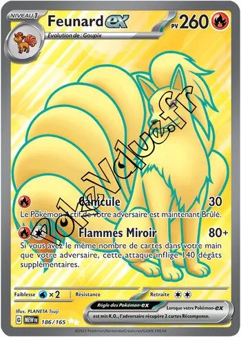Carte Pokémon Feunard ex n°186 de la série 151