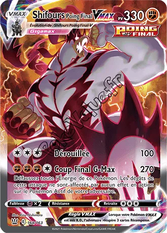 Carte Pokémon Shifours Poing Final VMAX n°168 de la série Styles de Combat