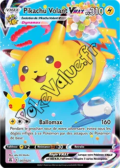 Carte Pokémon Pikachu Volant VMAX n°007 de la série Célébrations