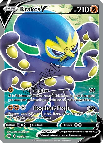 Carte Pokémon Krakos V n°72 de la série La Voie du Maître