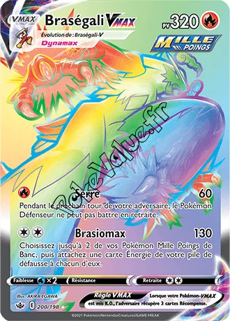 Carte Pokémon Braségali VMAX n°200 de la série Règne de Glace