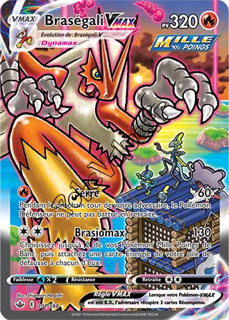 Carte Pokémon Braségali VMAX n°201 de la série Règne de Glace