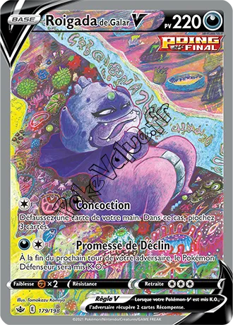 Carte Pokémon Roigada de Galar V n°179 de la série Règne de Glace