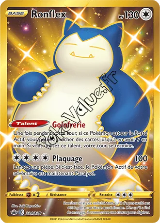 Carte Pokémon Snorlax n°224 de la série Règne de Glace