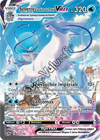 Carte Pokémon Sylveroy Cavalier du Froid VMAX n°203 de la série Règne de Glace