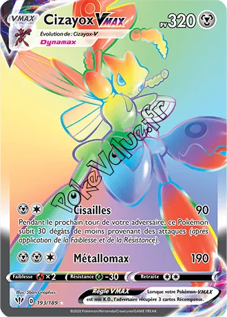 Carte Pokémon Cizayox VMAX n°193 de la série Ténèbres Embrasées