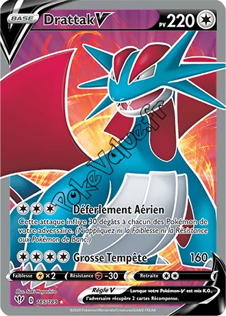 Carte Pokémon Drattak V n°185 de la série Ténèbres Embrasées