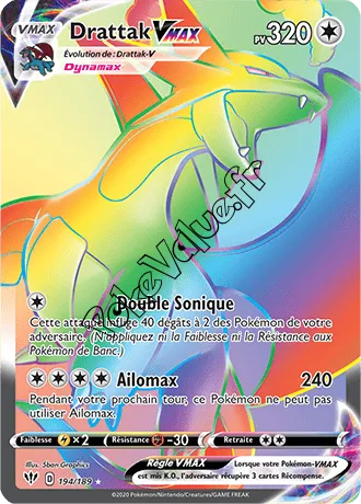 Carte Pokémon Drattak VMAX n°194 de la série Ténèbres Embrasées