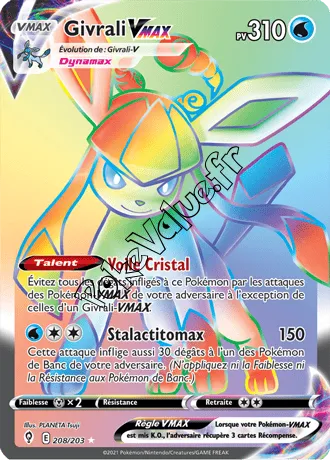 Carte Pokémon Givrali VMAX n°208 de la série Évolution Céleste