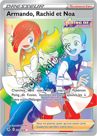 Carte Pokémon Armando, Rachid et Noa n°273 de la série Poing de Fusion