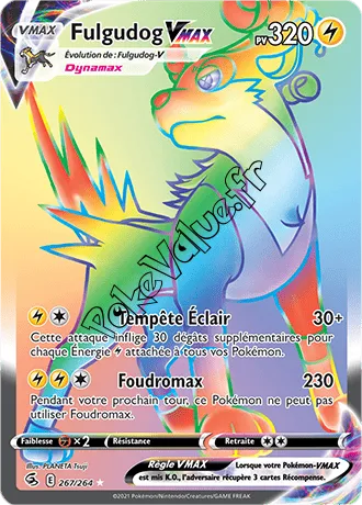 Carte Pokémon Fulgudog VMAX n°267 de la série Poing de Fusion