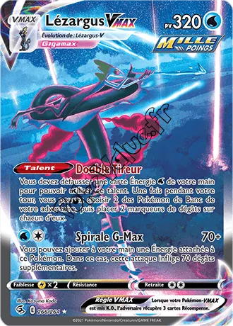 Carte Pokémon Lézargus VMAX n°266 de la série Poing de Fusion