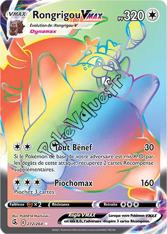 Carte Pokémon Rongrigou VMAX n°272 de la série Poing de Fusion