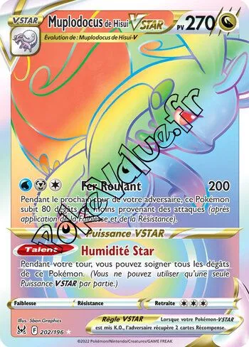 Carte Pokémon Muplodocus de Hisui VSTAR n°202 de la série Origine Perdue