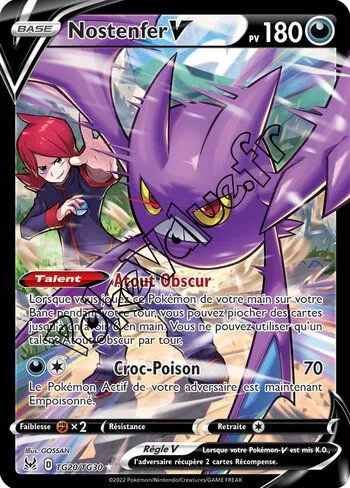 Carte Pokémon Nostenfer V n°TG20 de la série Origine Perdue
