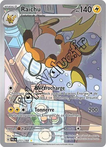 Carte Pokémon Raichu n°211 de la série Évolutions à Paldea