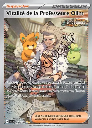 Carte Pokémon Vitalité de la Professeure Olim n°256 de la série Faille Paradoxe