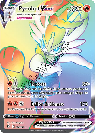 Carte Pokémon Pyrobut VMAX n°194 de la série Clash des Rebelles
