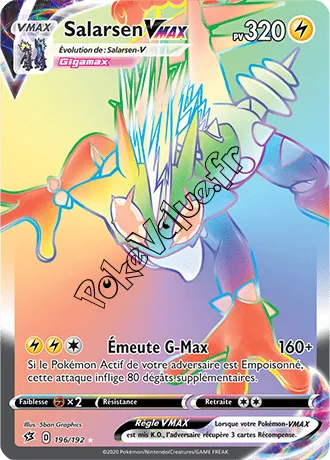 Carte Pokémon Salarsen VMAX n°196 de la série Clash des Rebelles