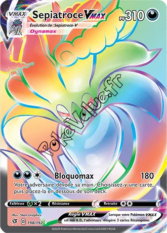 Carte Pokémon Sepiatroce VMAX n°198 de la série Clash des Rebelles