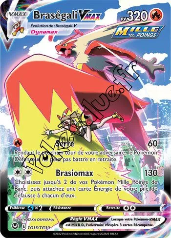 Carte Pokémon Braségali VMAX n°TG15 de la série Tempête Argentée