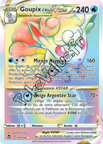 Carte Pokémon Goupix de Alola VSTAR n°197 de la série Tempête Argentée
