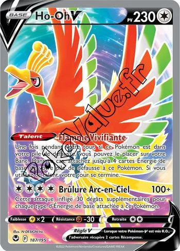 Carte Pokémon Ho-Oh V n°187 de la série Tempête Argentée