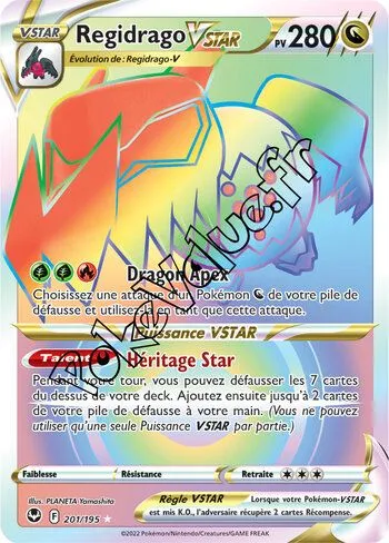 Carte Pokémon Regidrago VSTAR n°201 de la série Tempête Argentée