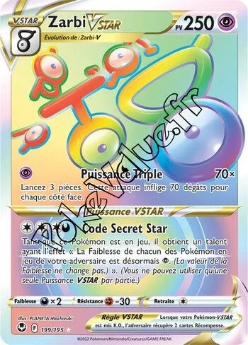 Carte Pokémon Zarbi VSTAR n°199 de la série Tempête Argentée