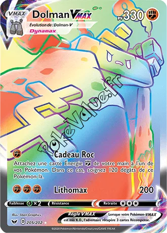 Carte Pokémon Dolman VMAX n°205 de la série Épée et Bouclier