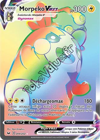 Carte Pokémon Morpeko VMAX n°204 de la série Épée et Bouclier