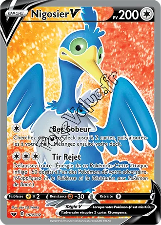 Carte Pokémon Nigosier V n°198 de la série Épée et Bouclier