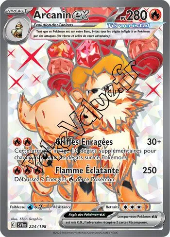 Carte Pokémon Arcanin ex n°224 de la série Écarlate et Violet