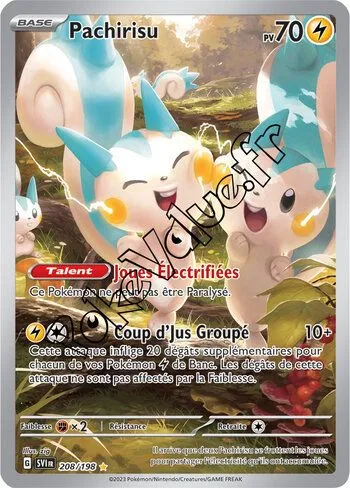 Carte Pokémon Pachirisu n°208 de la série Écarlate et Violet
