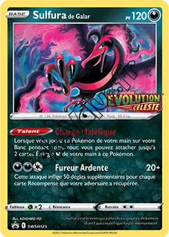 Carte Pokémon Sulfura de Galar n°125 de la série SWSH Black Star Promos
