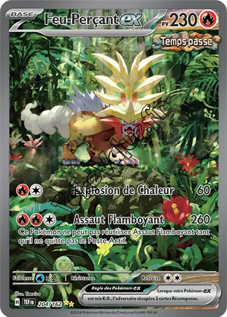 Carte Pokémon Feu Perçant ex n°204 de la série Forces Temporelles