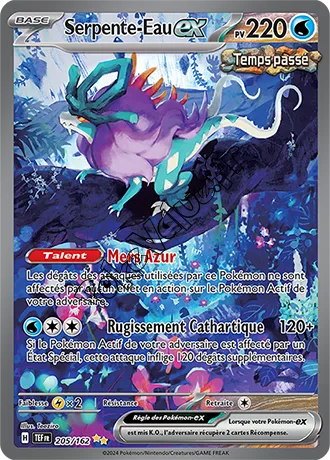 Carte Pokémon Serpente Eau ex n°205 de la série Forces Temporelles