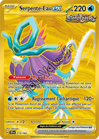 Carte Pokémon Serpente-Eau ex n°215 de la série Forces Temporelles