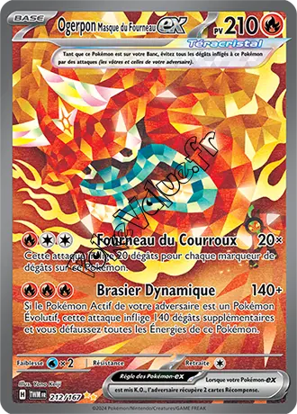 Carte Pokémon Ogerpon Masque du Fourneau ex n°212 de la série Mascarade Crépusculaire