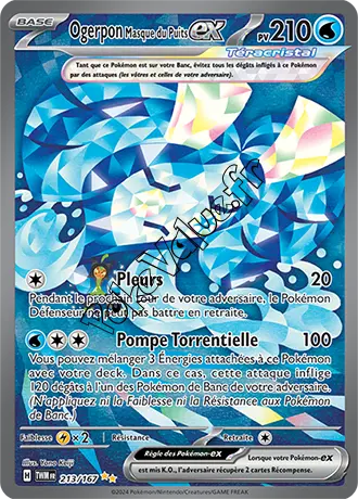 Carte Pokémon Ogerpon Masque du Puits ex n°213 de la série Mascarade Crépusculaire