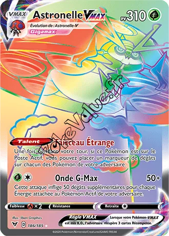 Carte Pokémon Astronelle VMAX n°186 de la série Voltage Éclatant