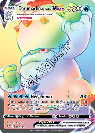 Carte Pokémon Darumacho de Galar VMAX n°187 de la série Voltage Éclatant