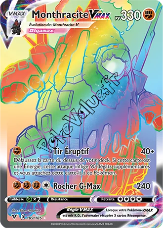 Carte Pokémon Monthracite VMAX n°189 de la série Voltage Éclatant