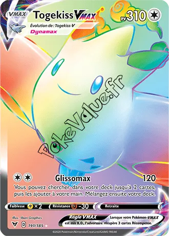 Carte Pokémon Togekiss VMAX n°191 de la série Voltage Éclatant